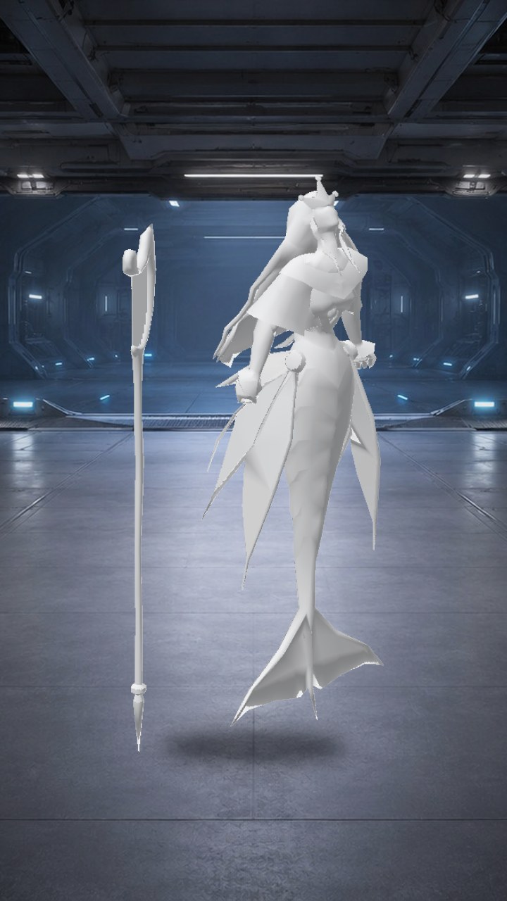 Mermaid character with a harp and staff low... | AutoRig task 01b10b0c