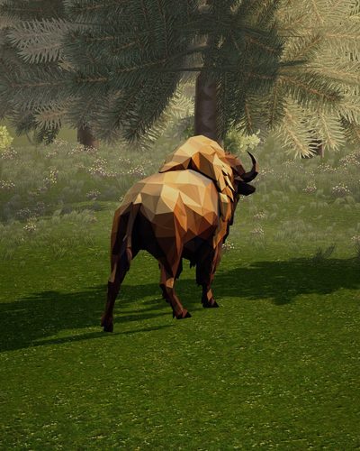 A low-poly bison rigged by AutoRig V3