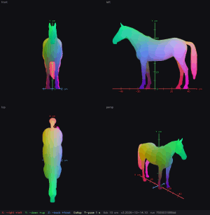 A horse rig playing an animation clip in the AutoRig stand