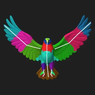 A bird of prey with rigged wings and skin weights