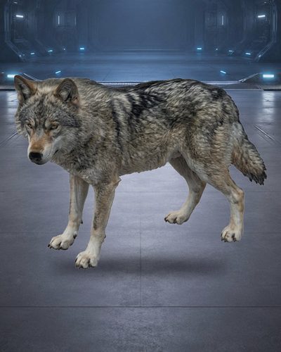 A wolf rigged and animated on AutoRig