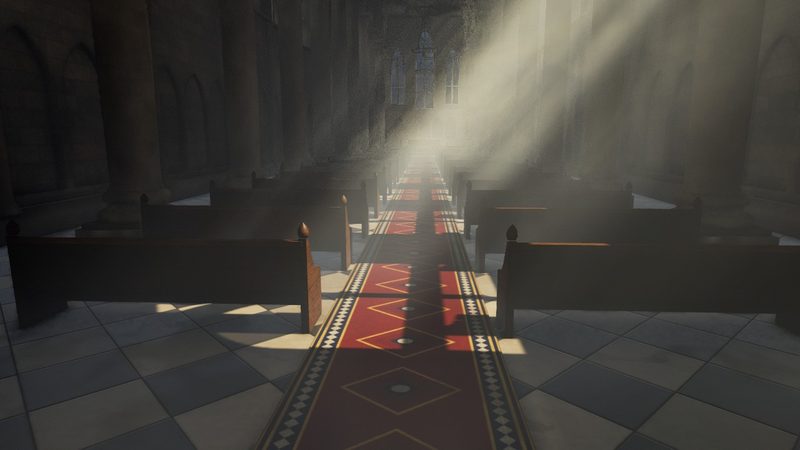 The Cathedral environment scene of the AutoRig viewer