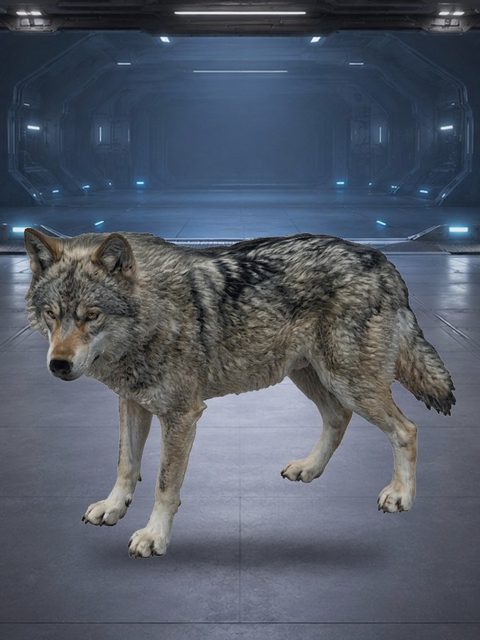 A rigged wolf, a quadruped