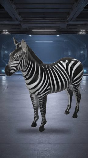 A zebra, rigged with the equine template