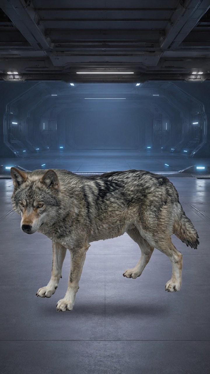 Realistic wolf character with detailed fur and natural posture low-poly 3d model