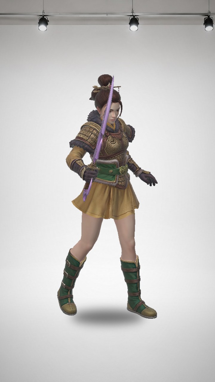 Female warrior with sword and armor low-poly 3d model