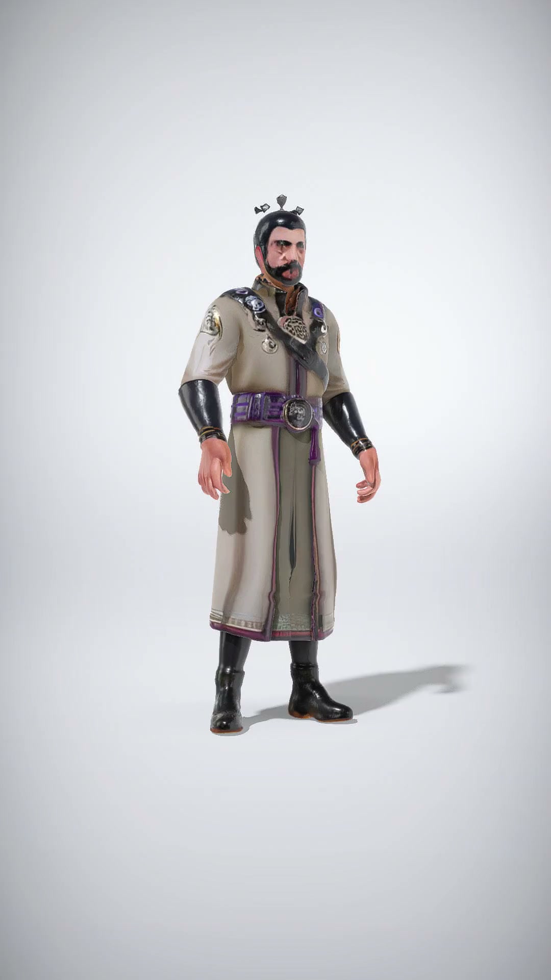 Noble Figure in Regal Attire with Emblems low-poly 3d model