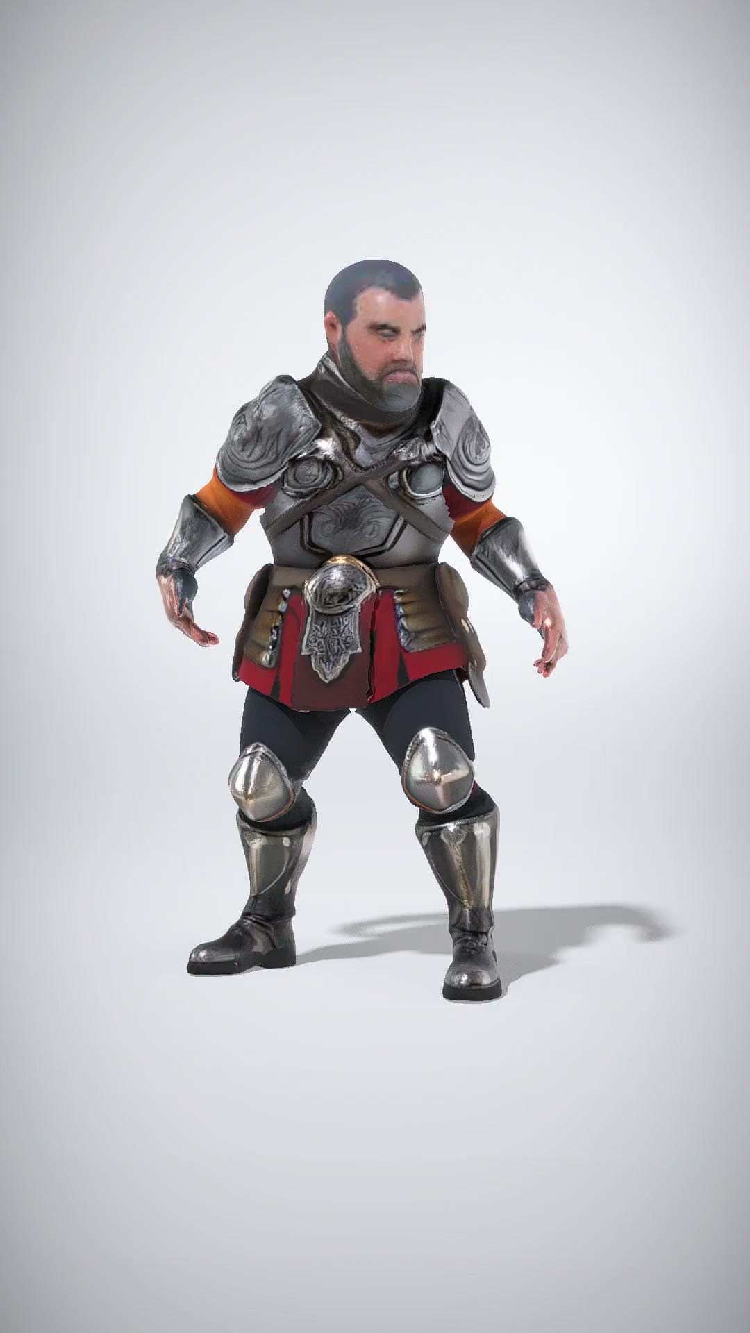 Armored Knight with Beard and Silver Armor low-poly 3d model